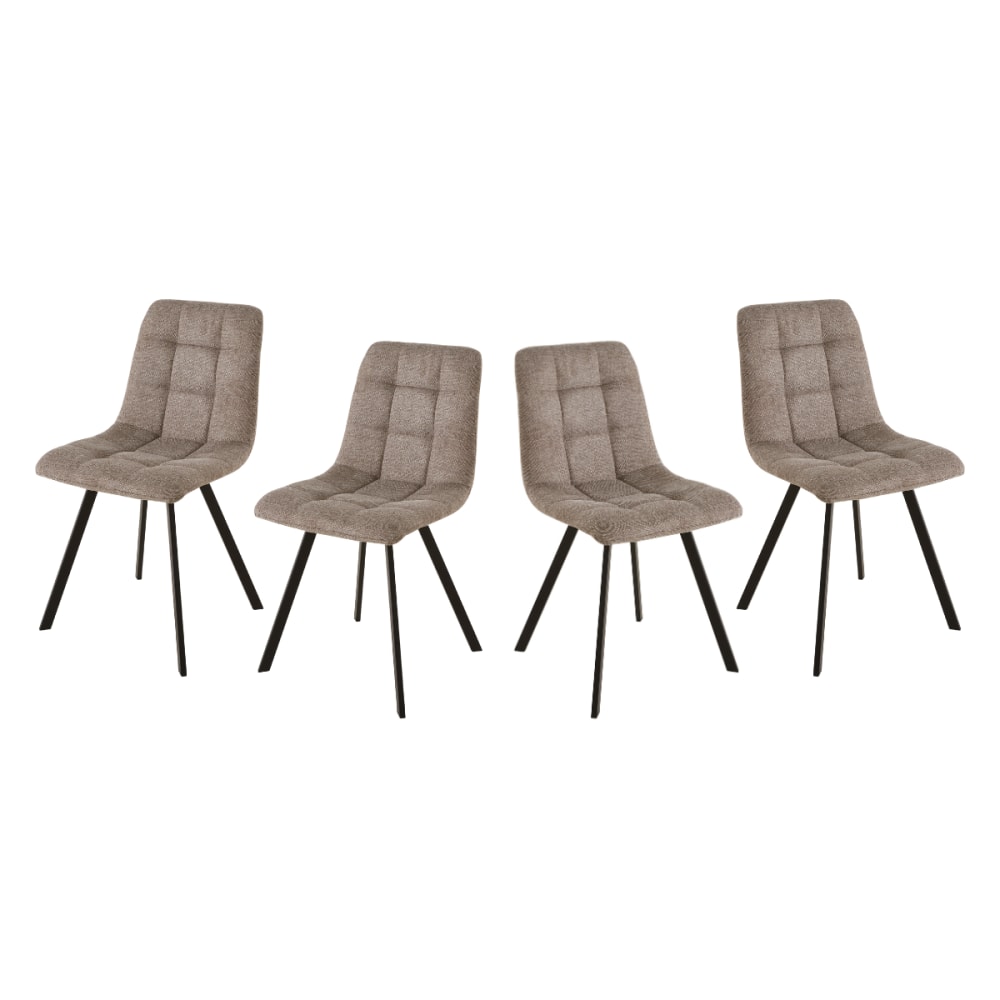 Lot de 4 chaises matelassées rembourrées - Marron
