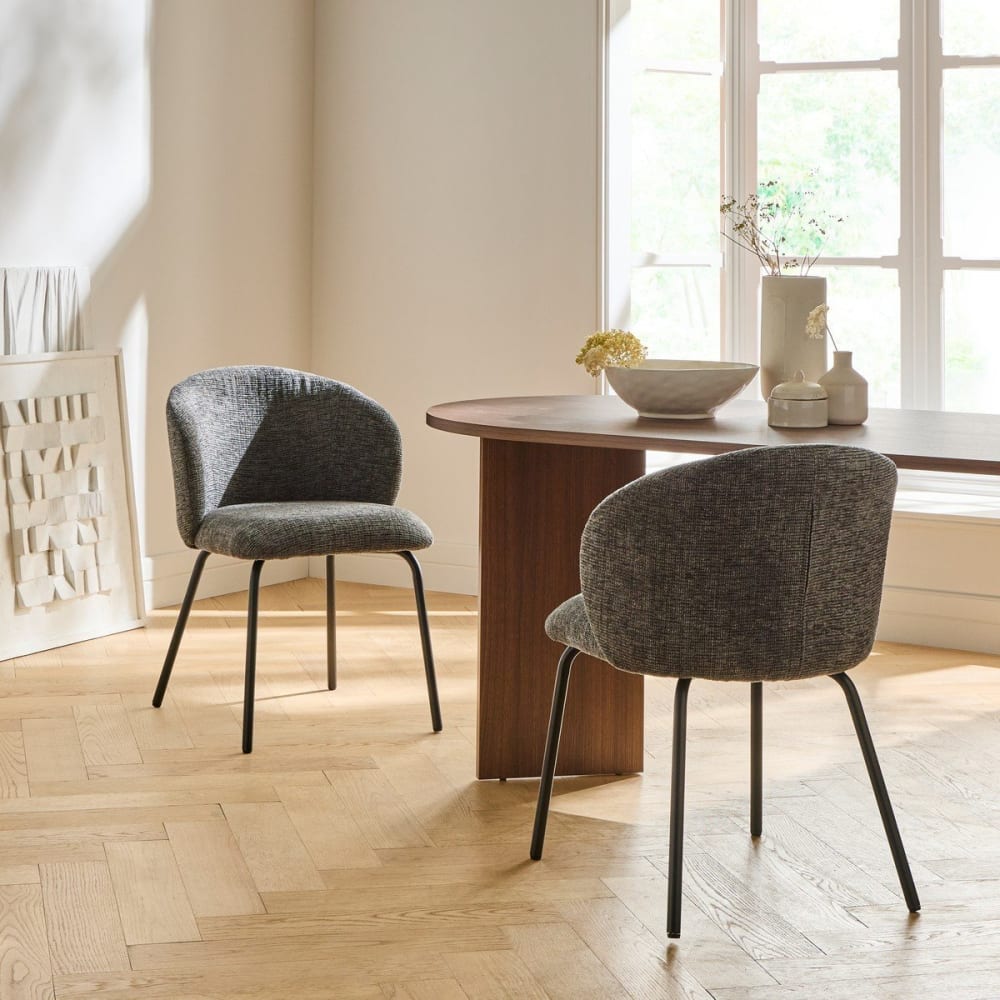 2er-Set Stühle mit gepolsterter Sitzfläche und Rückenlehne - Grau