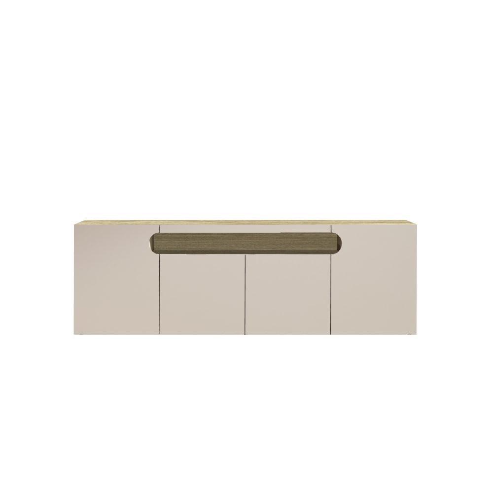 Buffet 4 portes 1 niche 200 cm effet bois cachemire et chêne clair