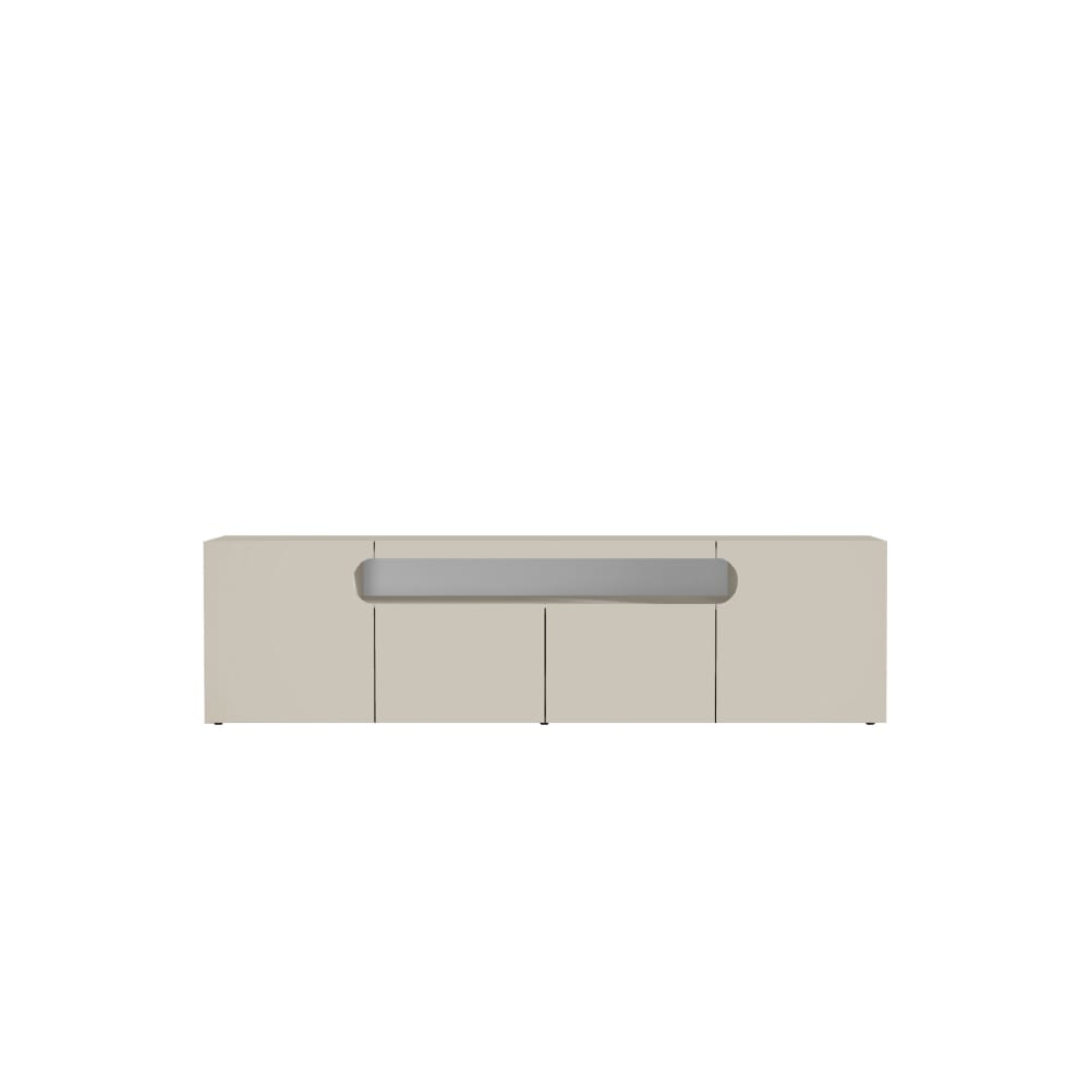 Meuble tv 4 portes 1 niche 200 cm effet bois cachemire