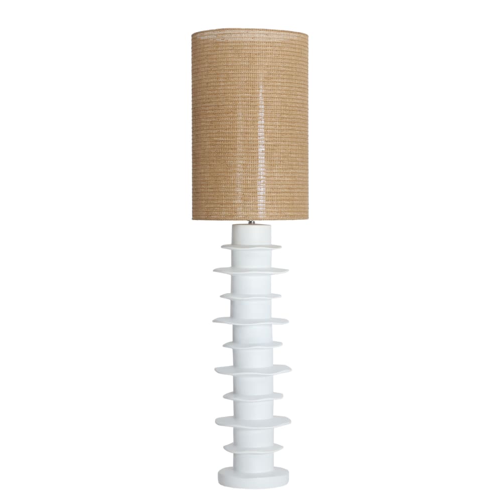 Lampe haute en céramique blanc mate en 34x34x135 cm