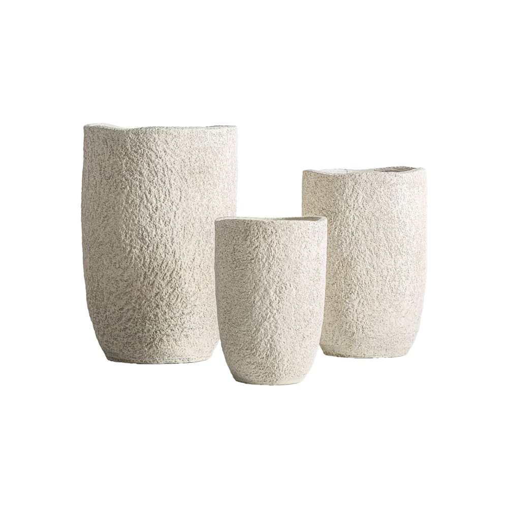 Jardinière en céramique blanc cassé rugueux en 44x44x67 cm