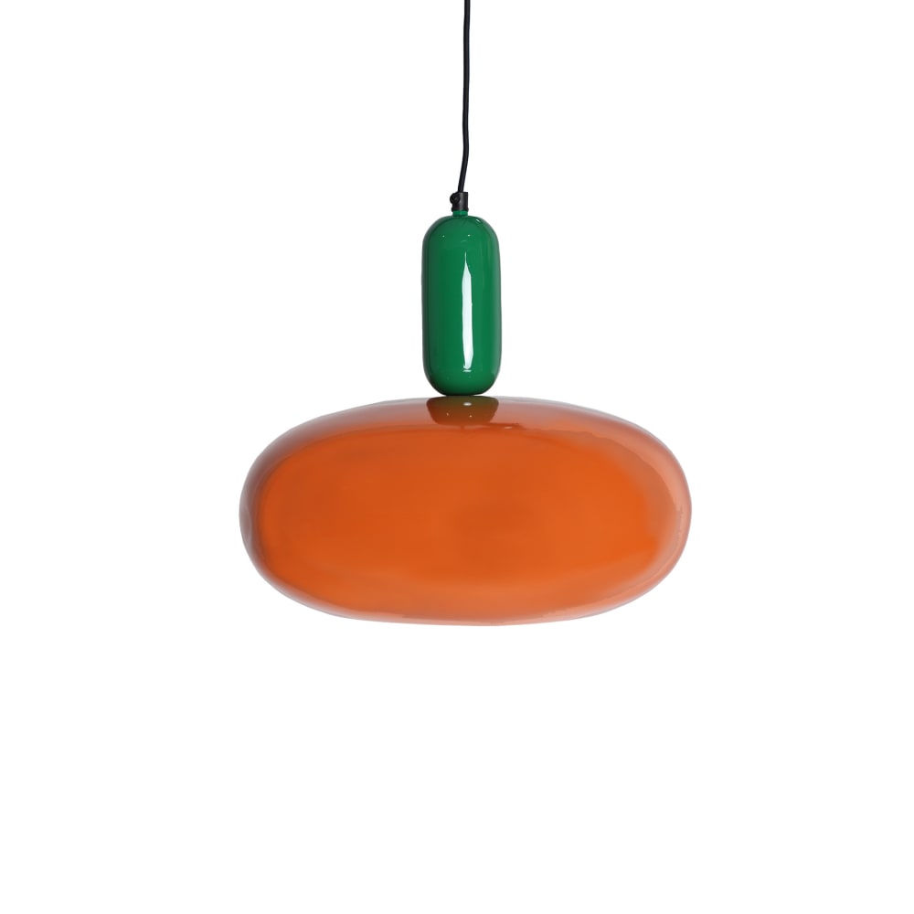 Lustre en fer orange brillant en 38x38x39 cm