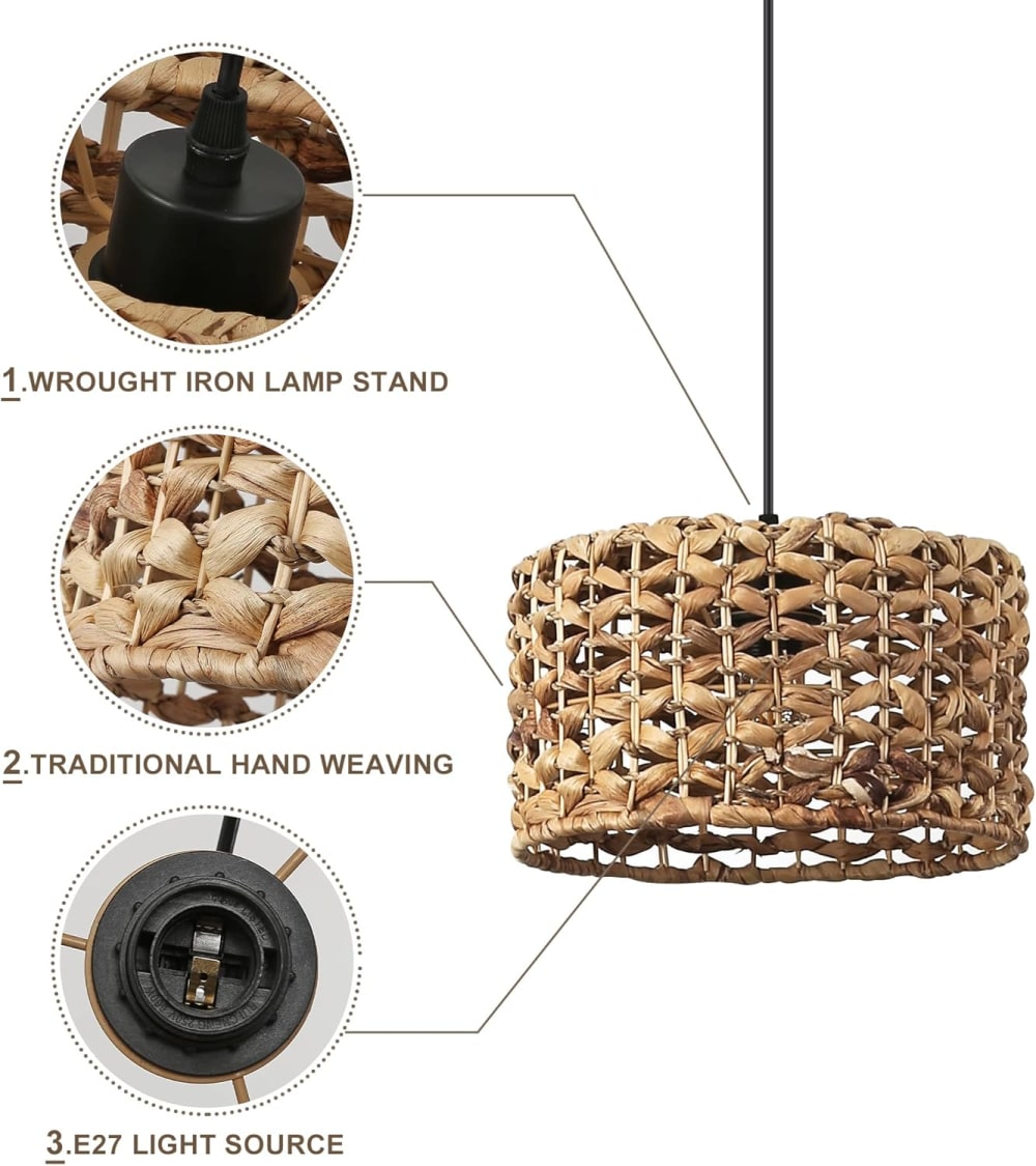 Suspension rustique en rotin algues marines Ø28 cm — vue 4