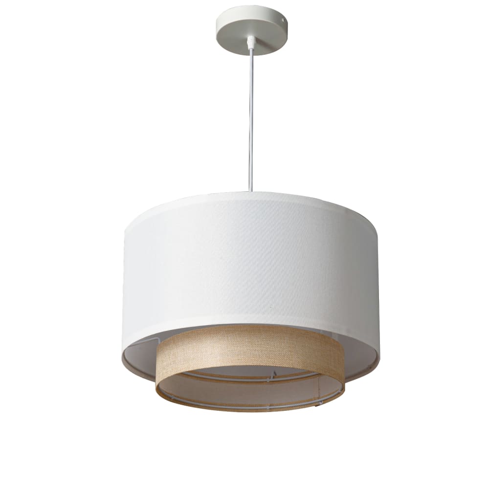 Suspension en textile et rotin, E27 Ø40 cm