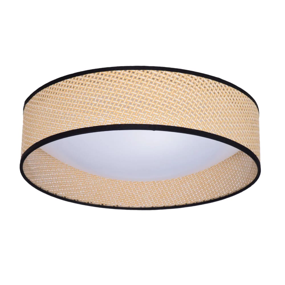 Plafonnier LED Ø40 cm 30W CCT, rotin naturel style bohème
