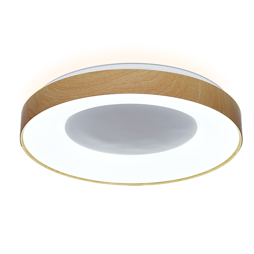 Alpinaluz Deckenleuchte aus Kunststoff in Holzoptik Ø50 cm 40W CCT IP20 style modern Braun Pc - Polycarbonat