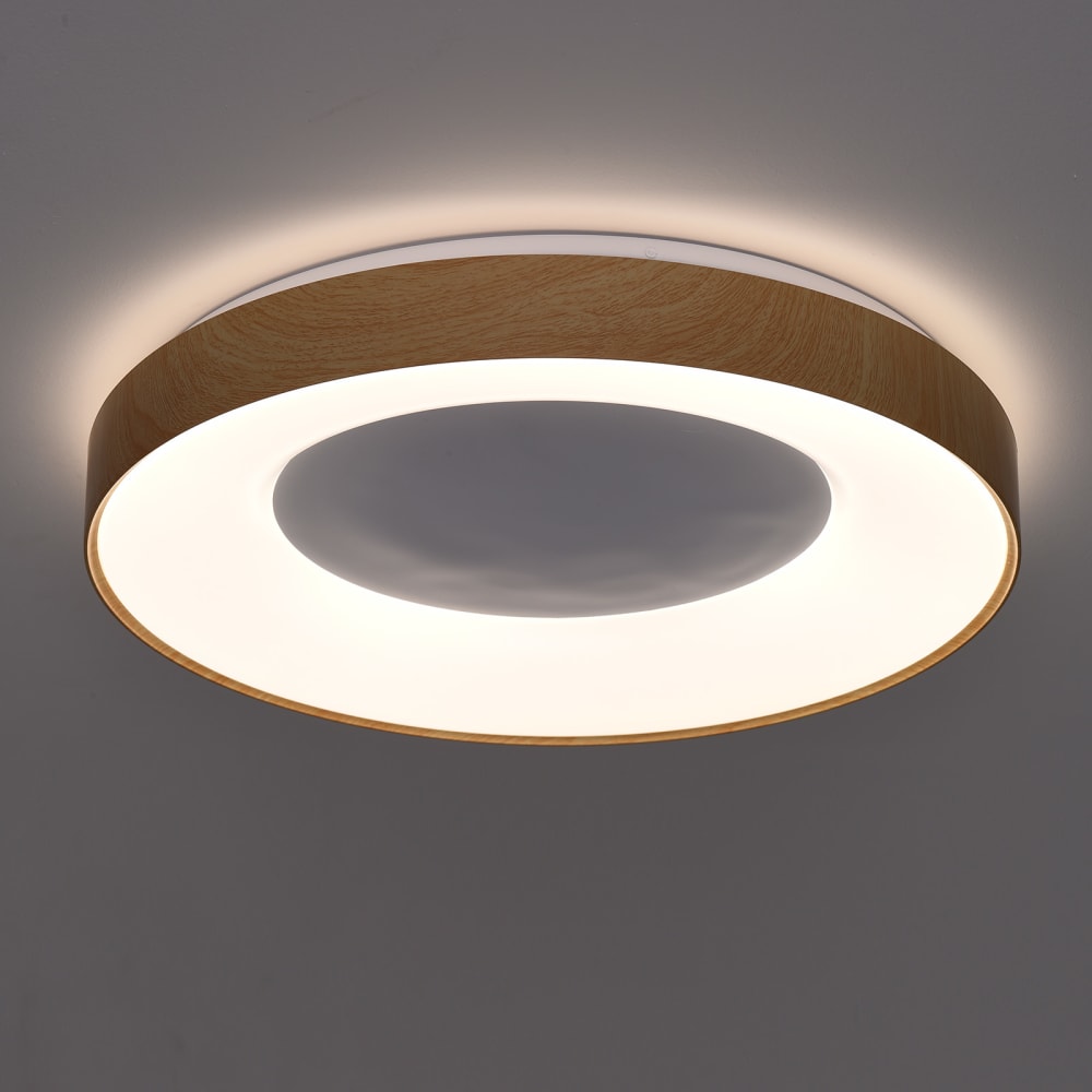 Plafonnier LED Ø50 cm 40W CCT polycarbonate effet bois — vue 4