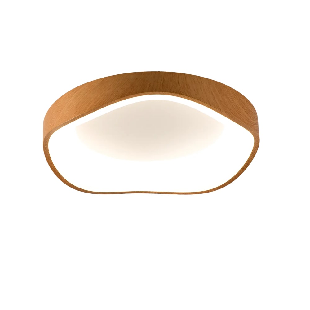 Plafonnier LED Ø40 cm 36W CCT métal effet bois nordique