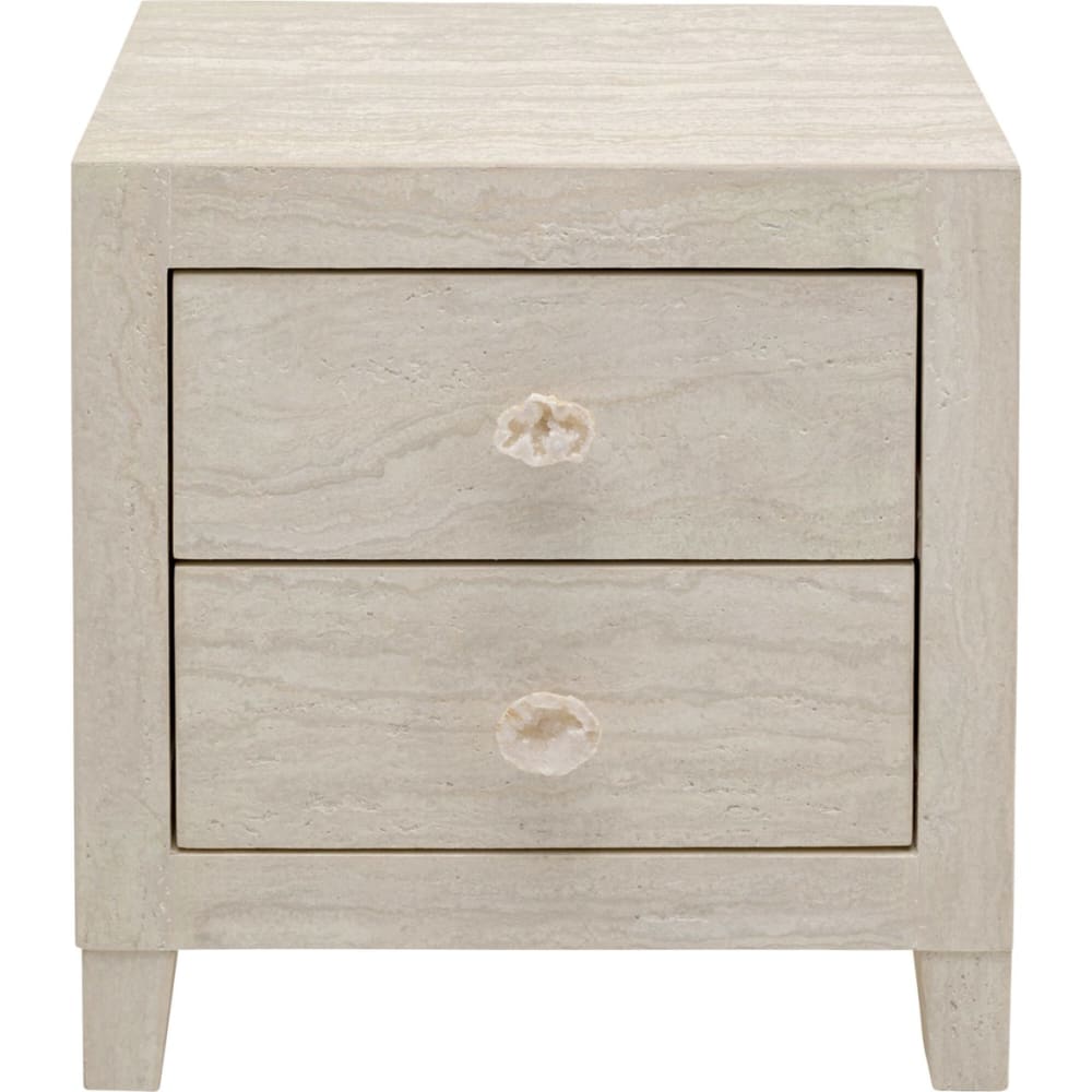 Table de chevet 2 tiroirs en marbre minéral
