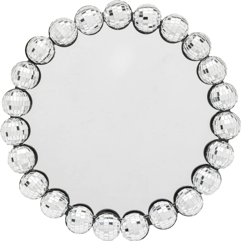 Kare Design Tischspiegel mit Rahmen im Discokugel-Design, silber, D26cm style modern - Pvc - Polyvinlychlorid