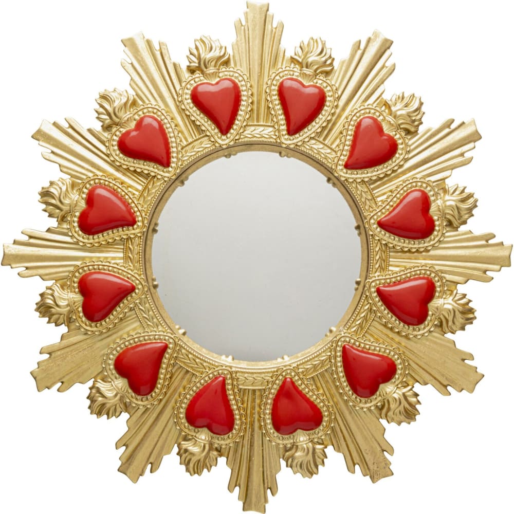 Kare Design Spiegel mit Rahmen mit Herz-Motiv, gold, D39cm style modern - Harz