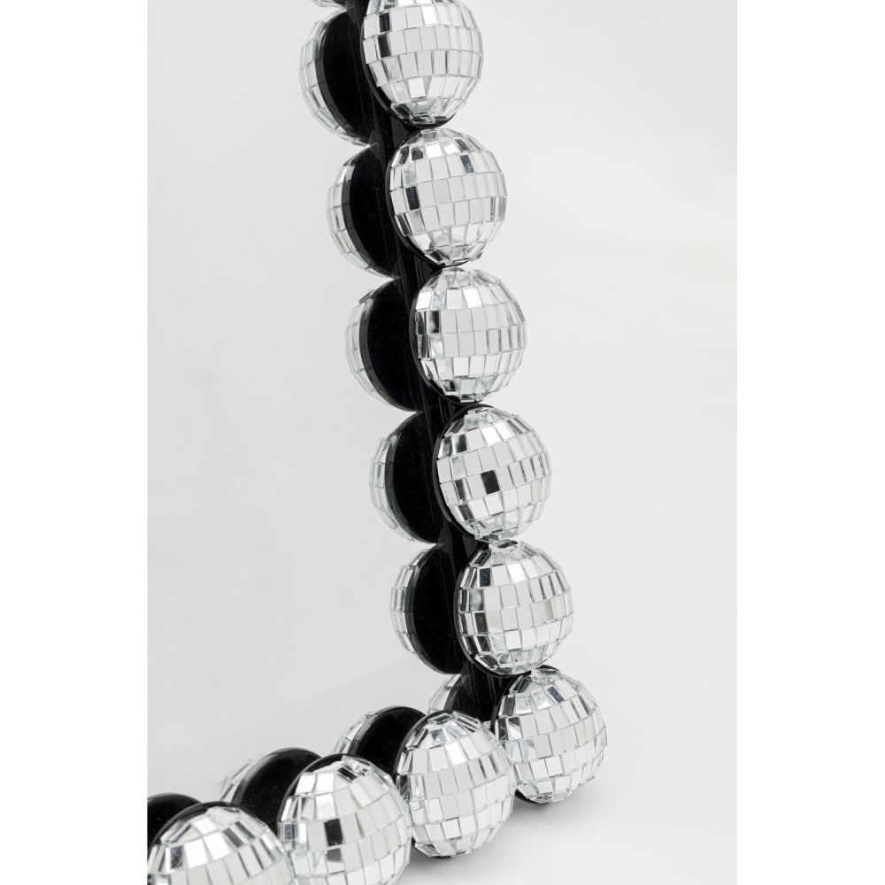 Tischspiegel mit Rahmen im Discokugel-Design, silber, 19x26cm -
