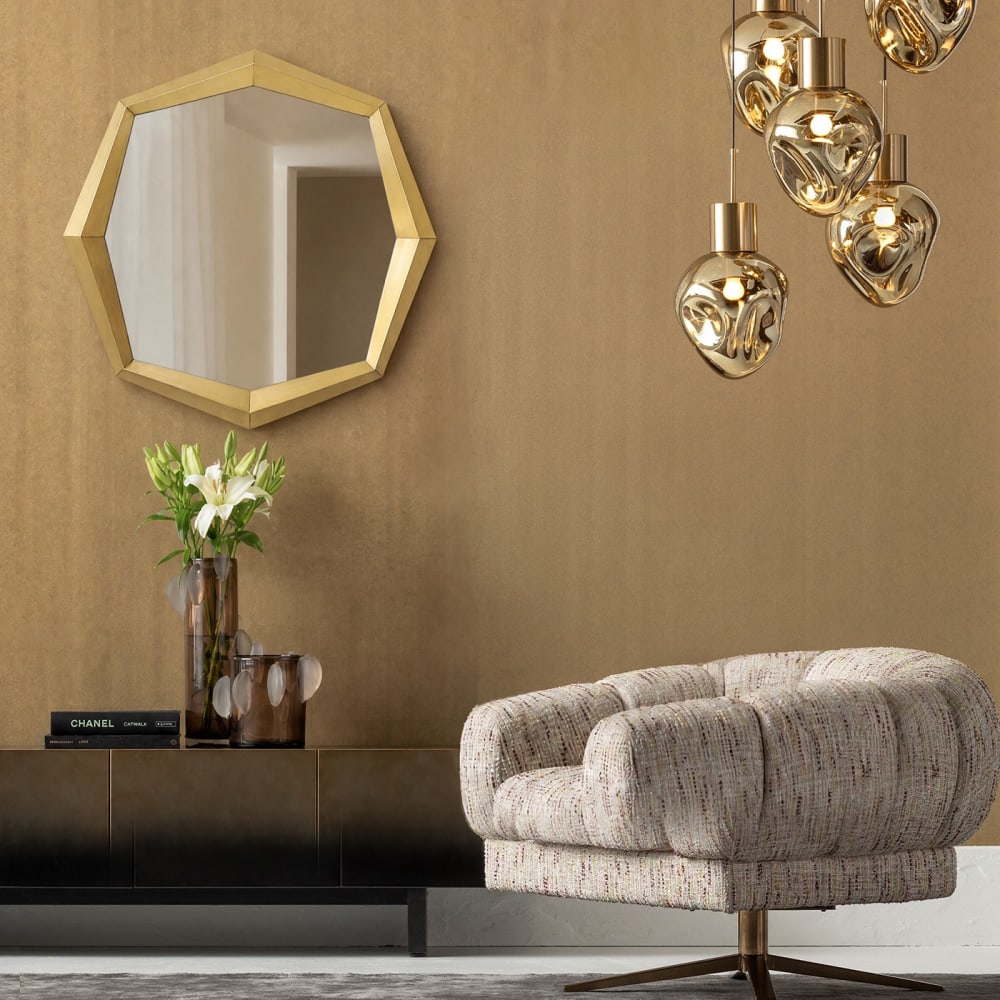 Spiegel mit Rahmen aus Stahl, gold, 80x80cm - Maisons Du Monde