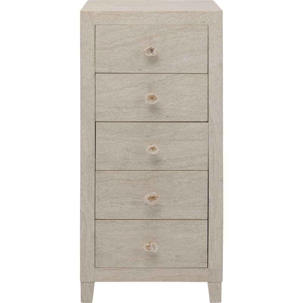 Kare Design Kommode mit 5 Schubladen in Travertinstein-Optik aus Holz, beige style modern - Holz
