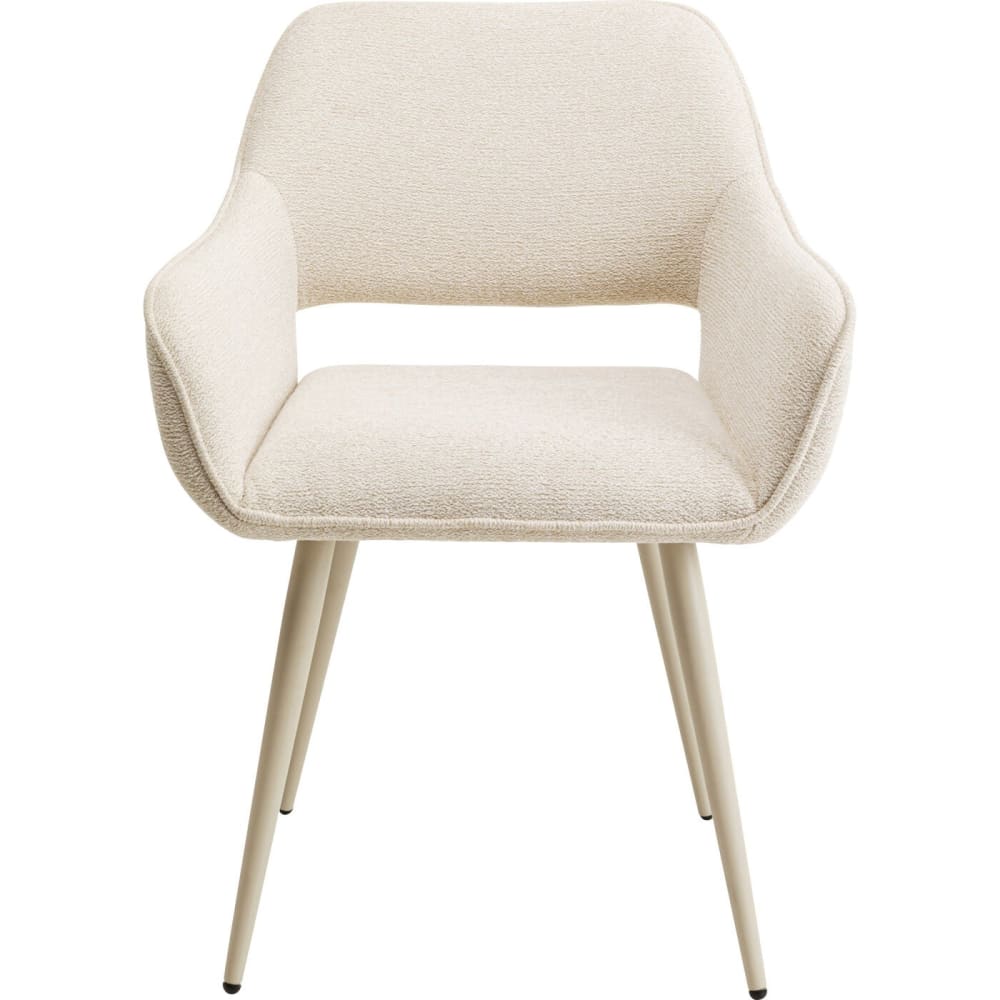 Chaise avec accoudoirs en polyester crème et acier beige Chaise avec accoudoirs en polyester crème et acier beige