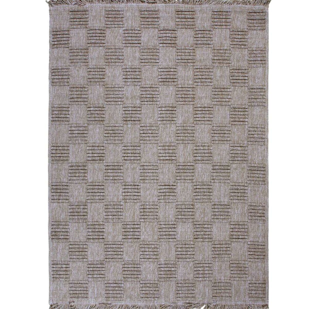 Tapis damier aspect jute  beige 190x290