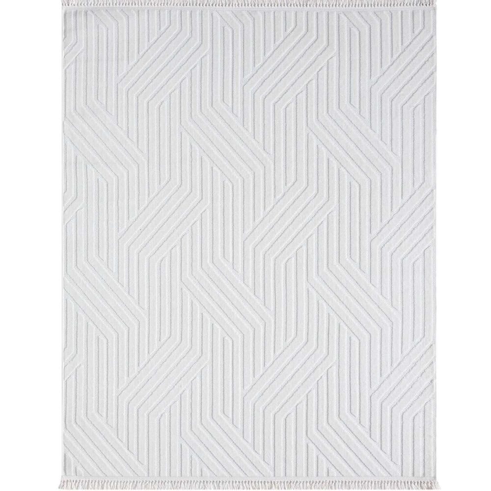 Tapis à relief géométriques moderne blanc 160x230