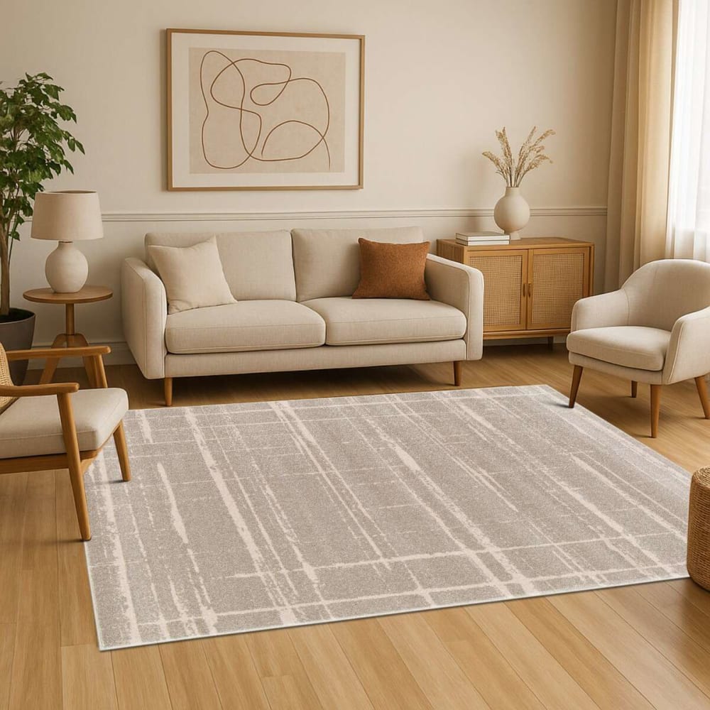 Tapis moderne abstrait gris beige 120x170 — vue 3