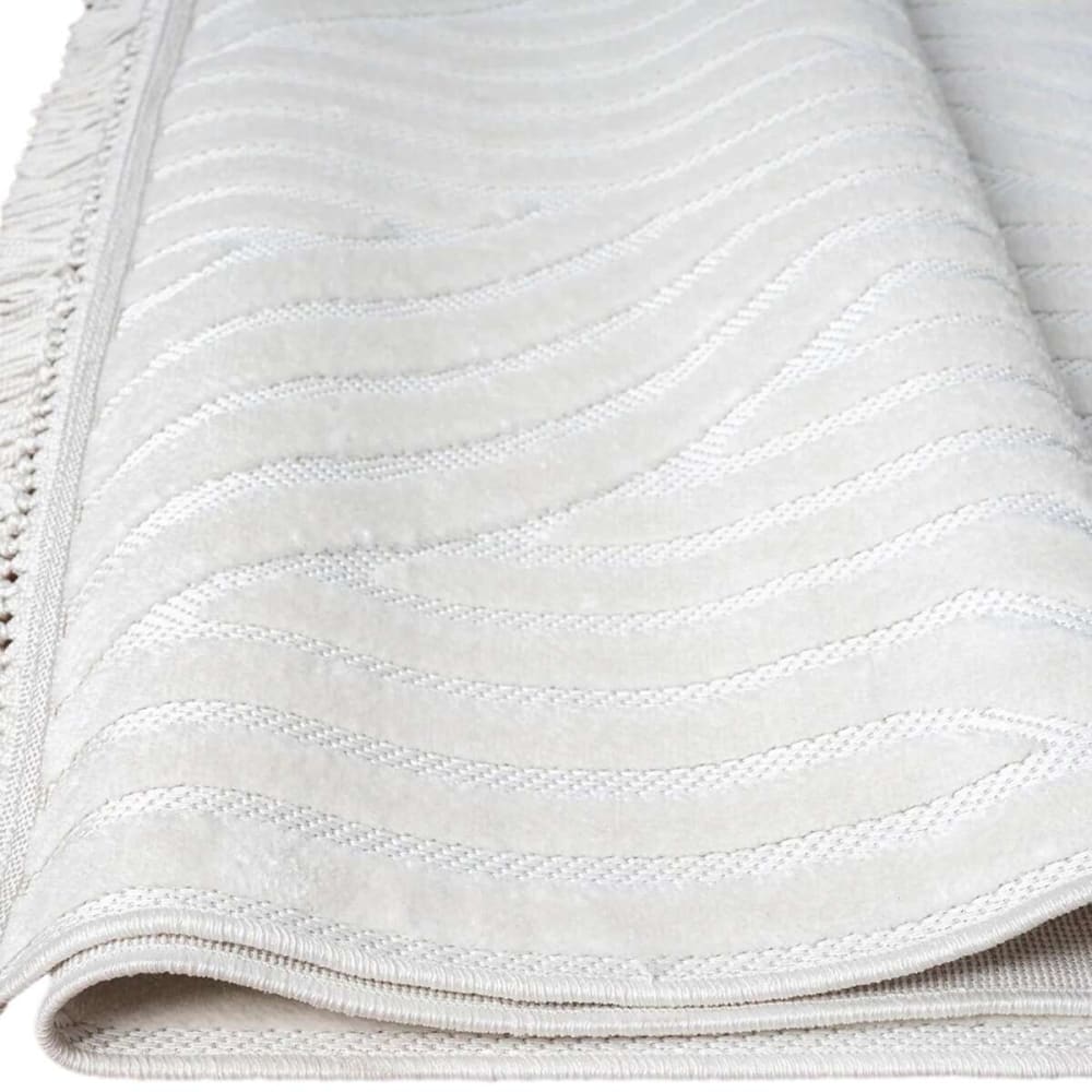 Tapis à relief géométriques moderne blanc 120x180 — vue 4