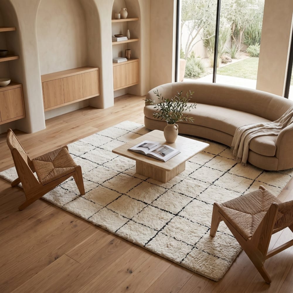 Tapis lavable berbère en coton blanc écru 80x200 — vue 3