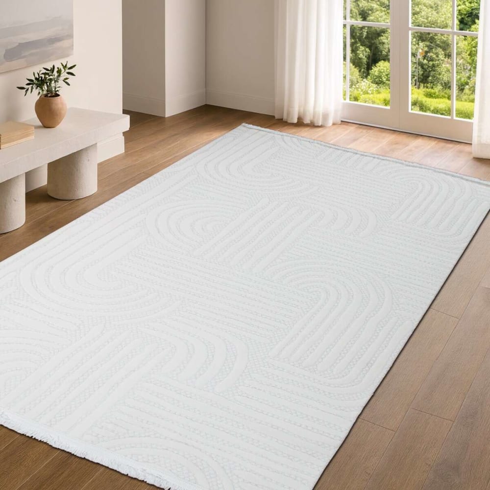 Tapis moderne crème à motifs géométriques 120x180 — vue 3