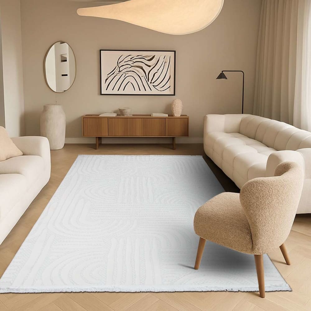 Tapis moderne crème à motifs géométriques 160x230 — vue 3