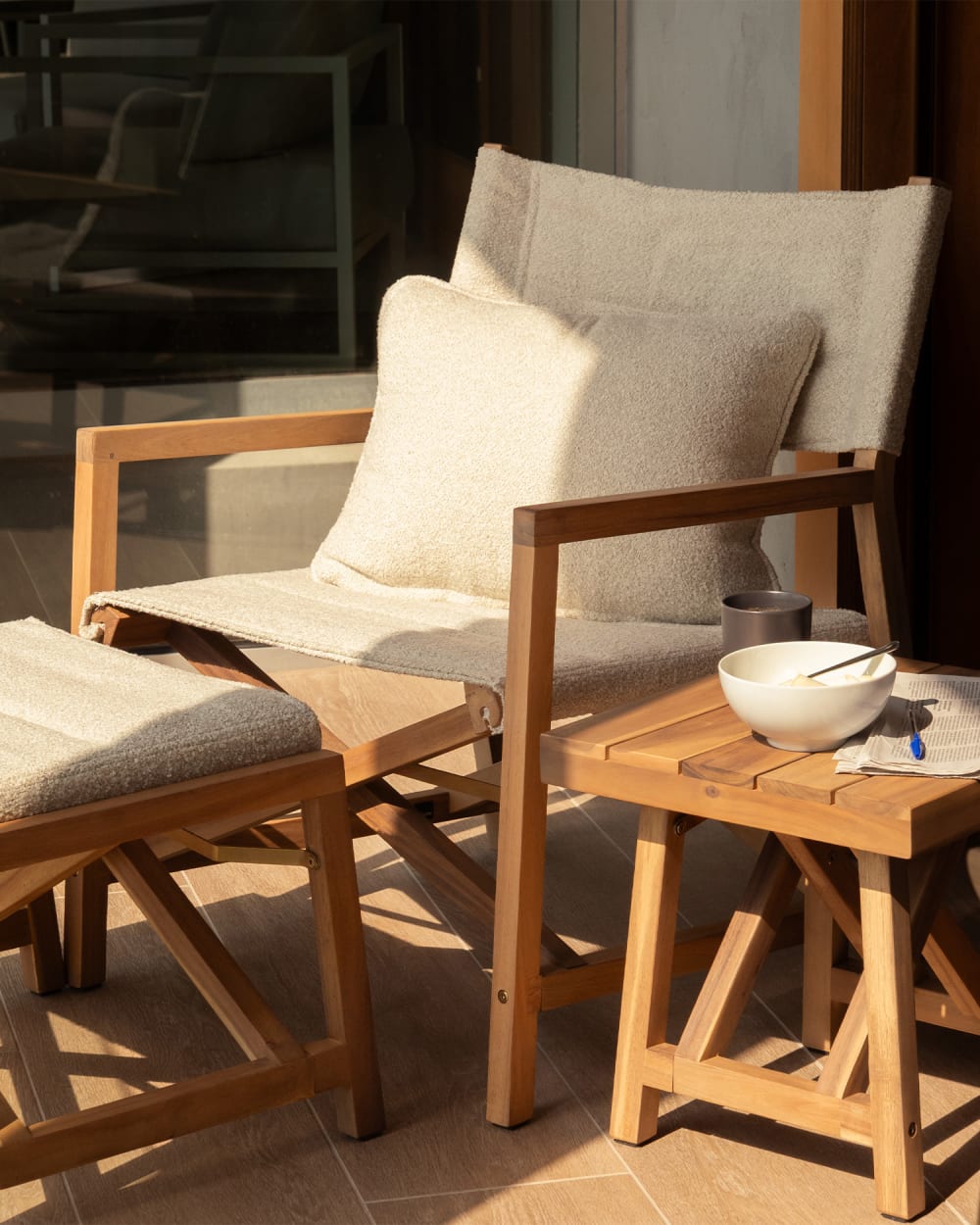 Fauteuil fauteuil club avec repose-pieds beige