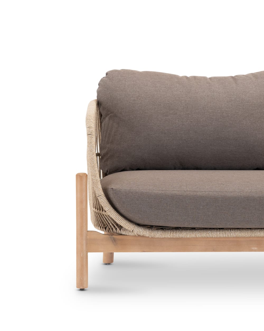 2-Sitzer Gartensofa aus Holz und Seil braune Farbe - Maisons Du