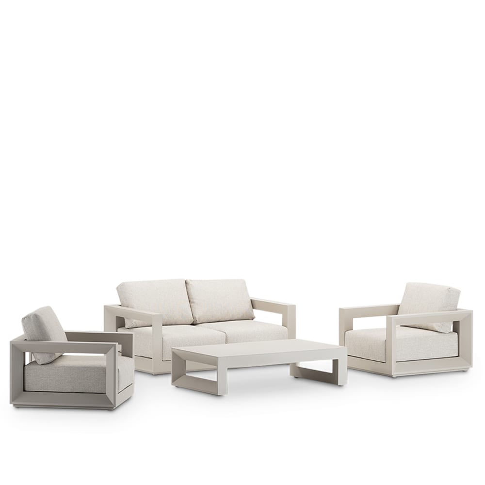 Salon de jardin 4 places en aluminium beige