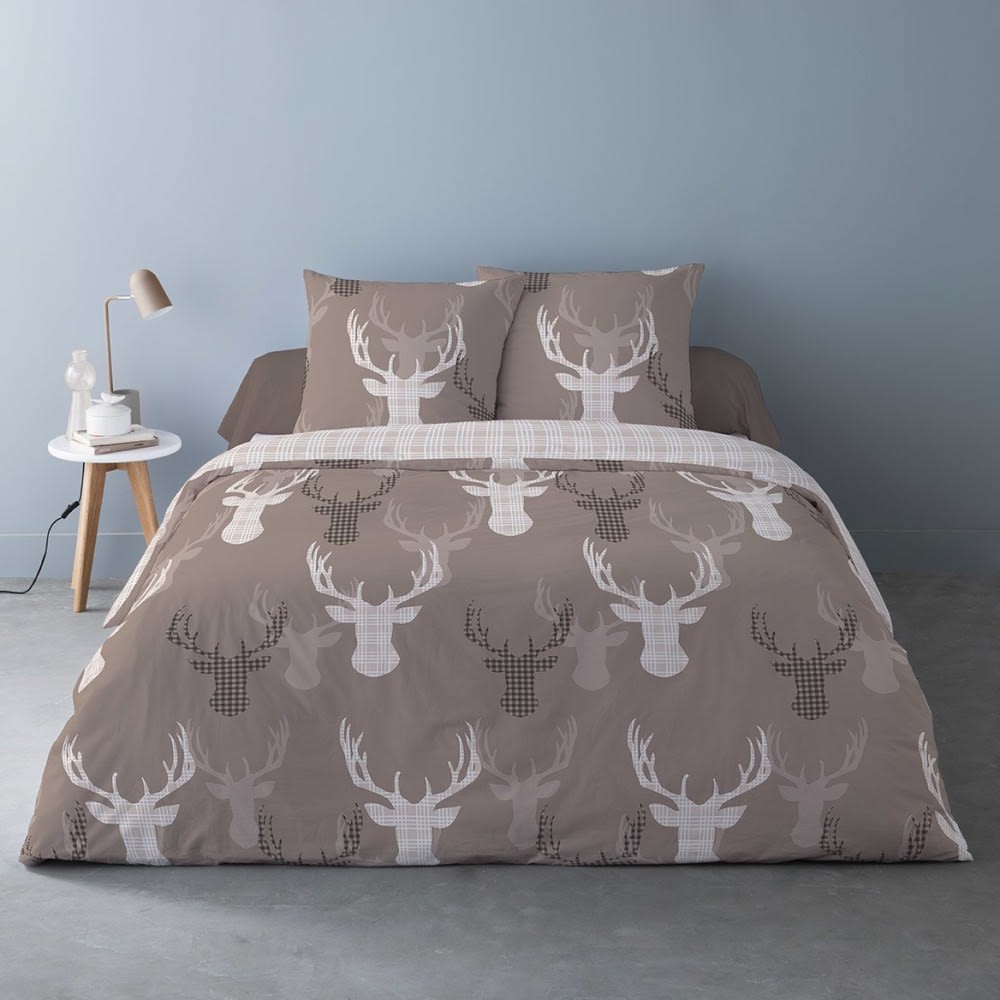 Parure de couette 100% coton flanelle imprimée 240x220cm 2 taies