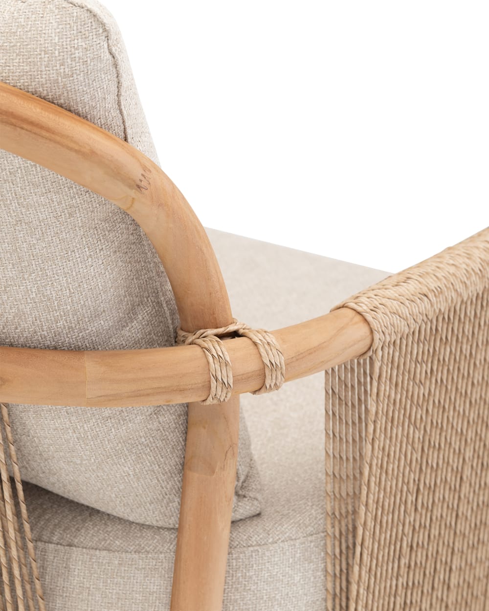 Chaise longue en teck et rotin