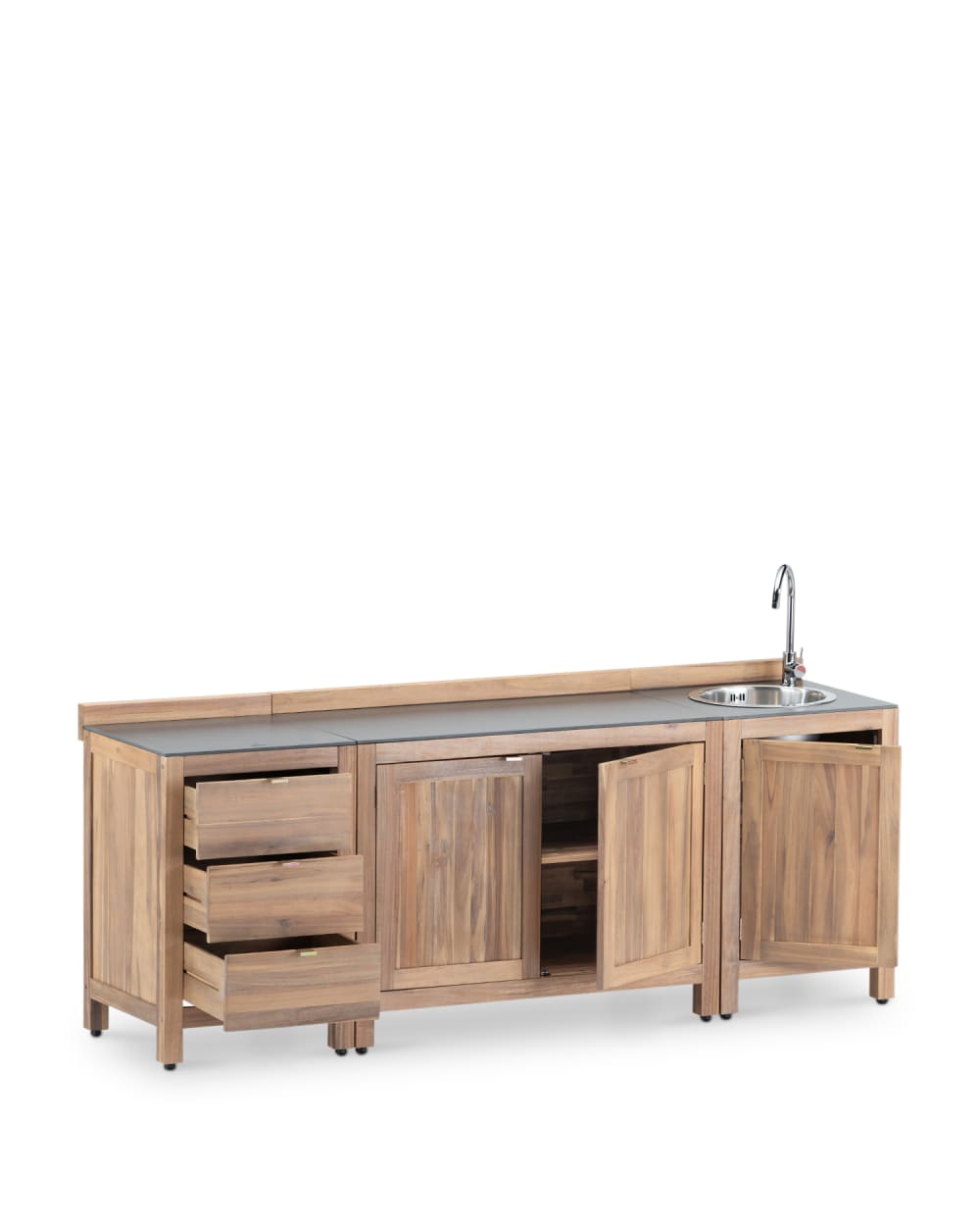 Set mit 3 Modulen für Außenküche 240x60 Anthrazit - Maisons Du