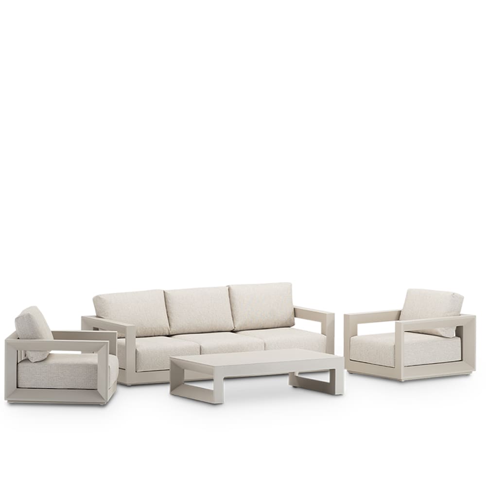 Salon de jardin 5 places en aluminium beige