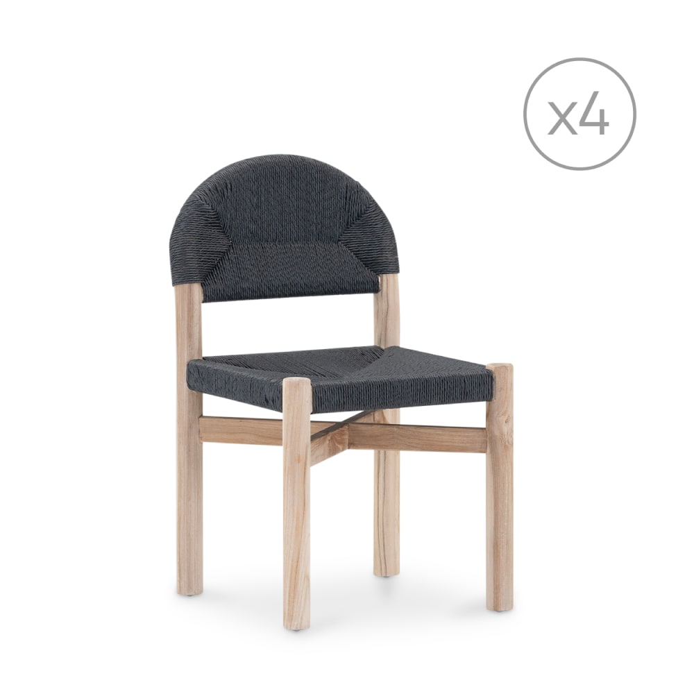 Lot de 4 chaises en bois - teck