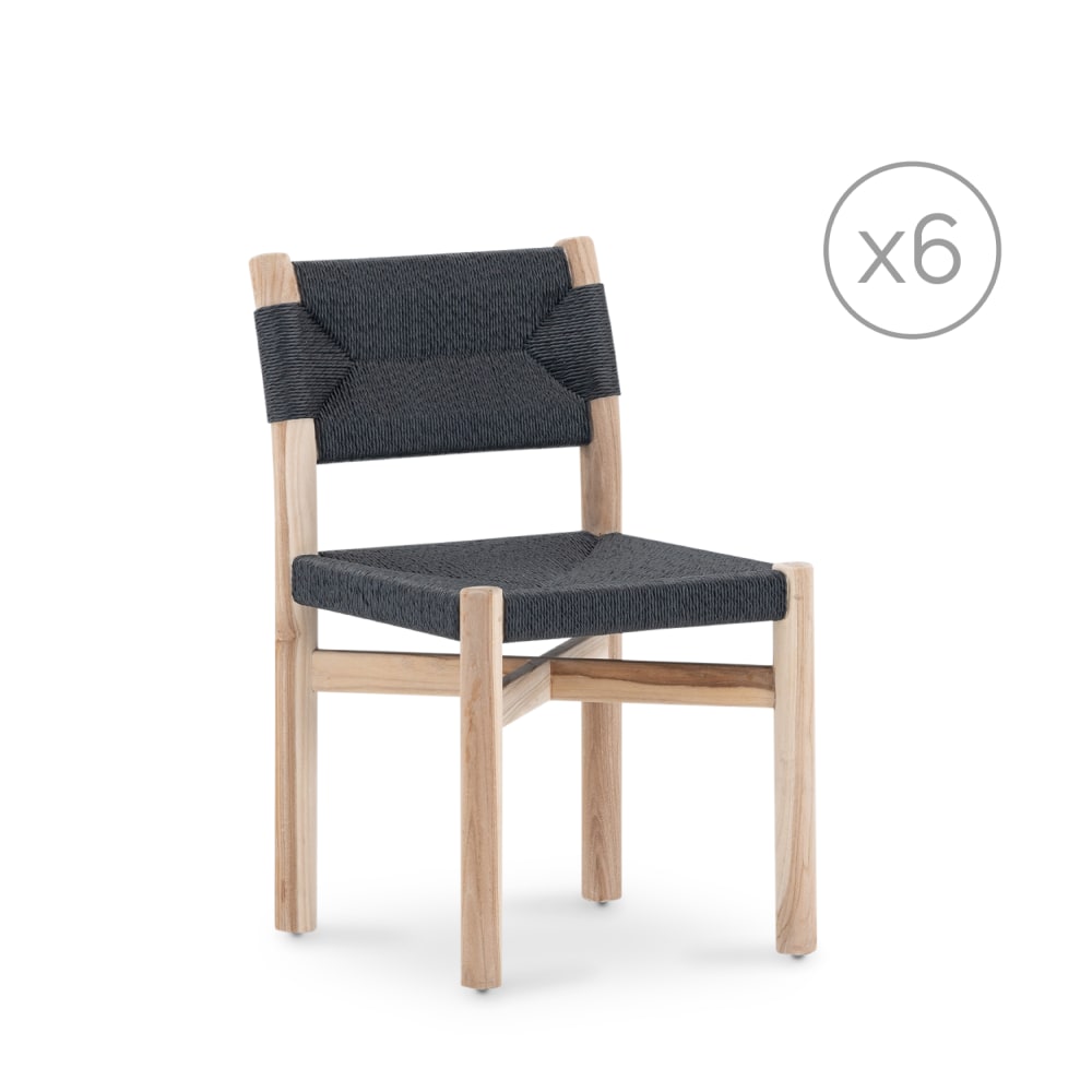 Lot de 6 chaises en bois - teck