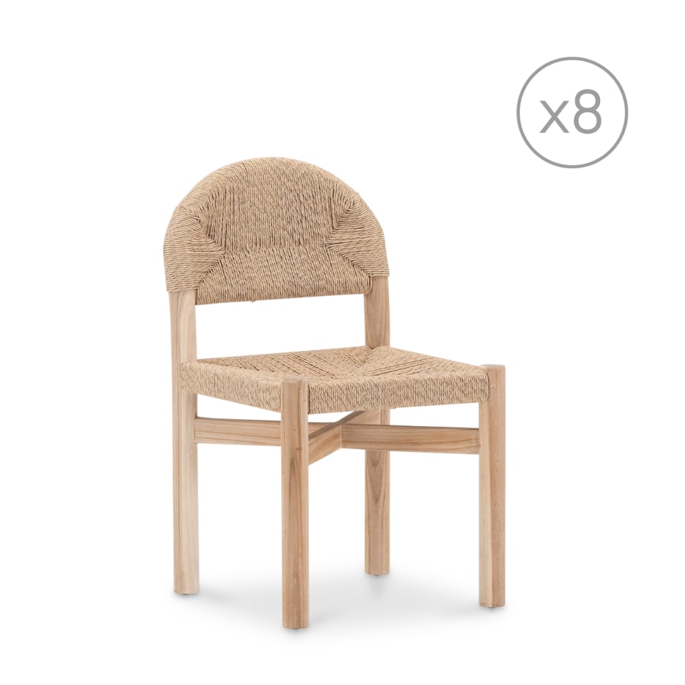 Lot de 8 chaises en bois - teck