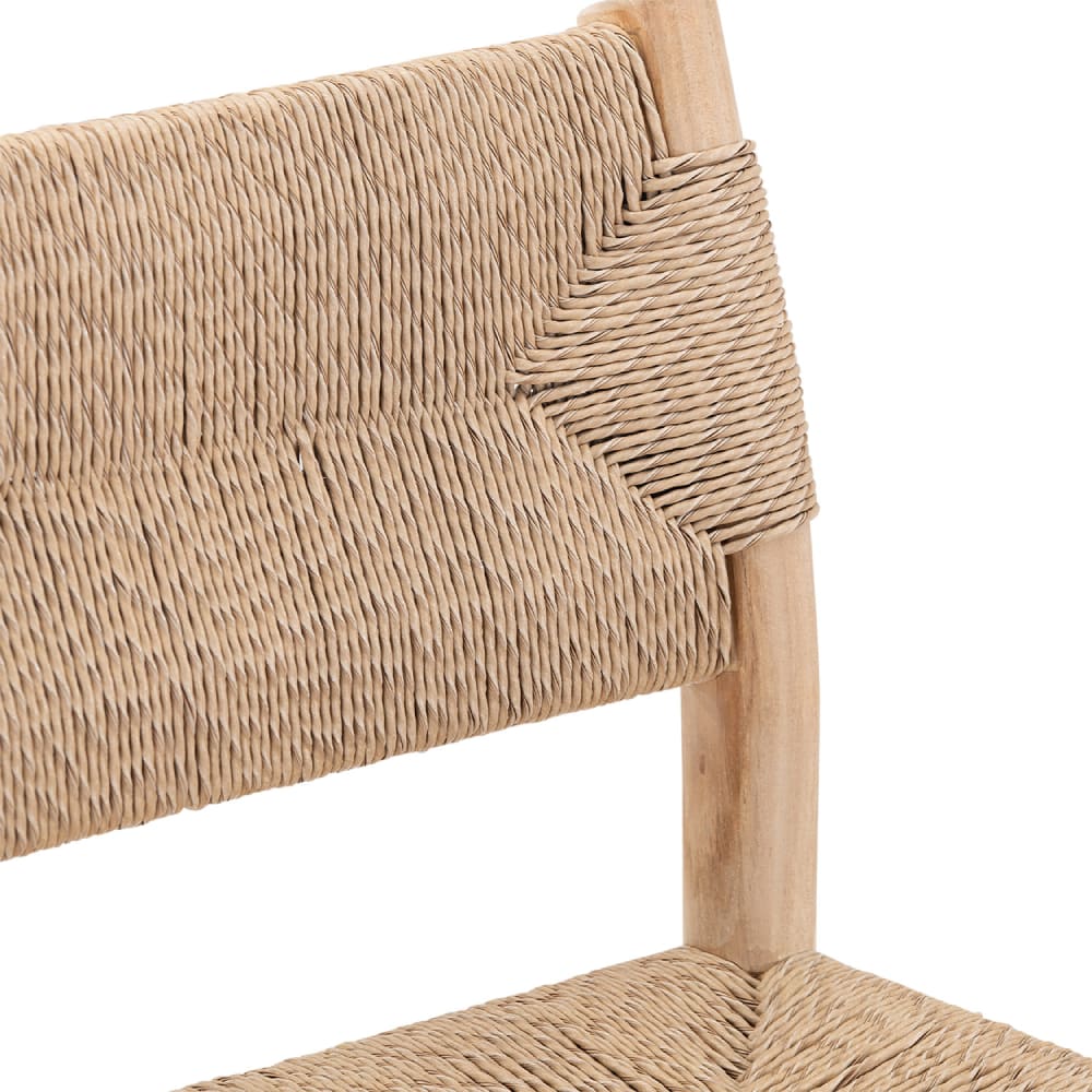4er Set Gartenstühle aus Teakholz und beigem Rattan - Maisons Du