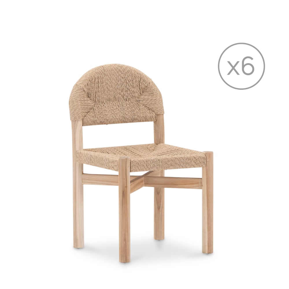 Lot de 6 chaises en bois - teck