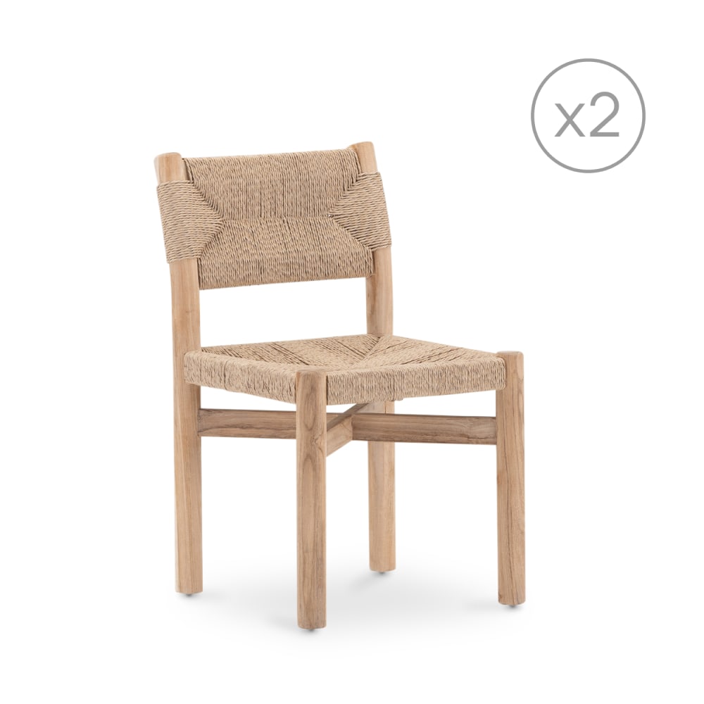 Lot de 2 chaises en bois - teck