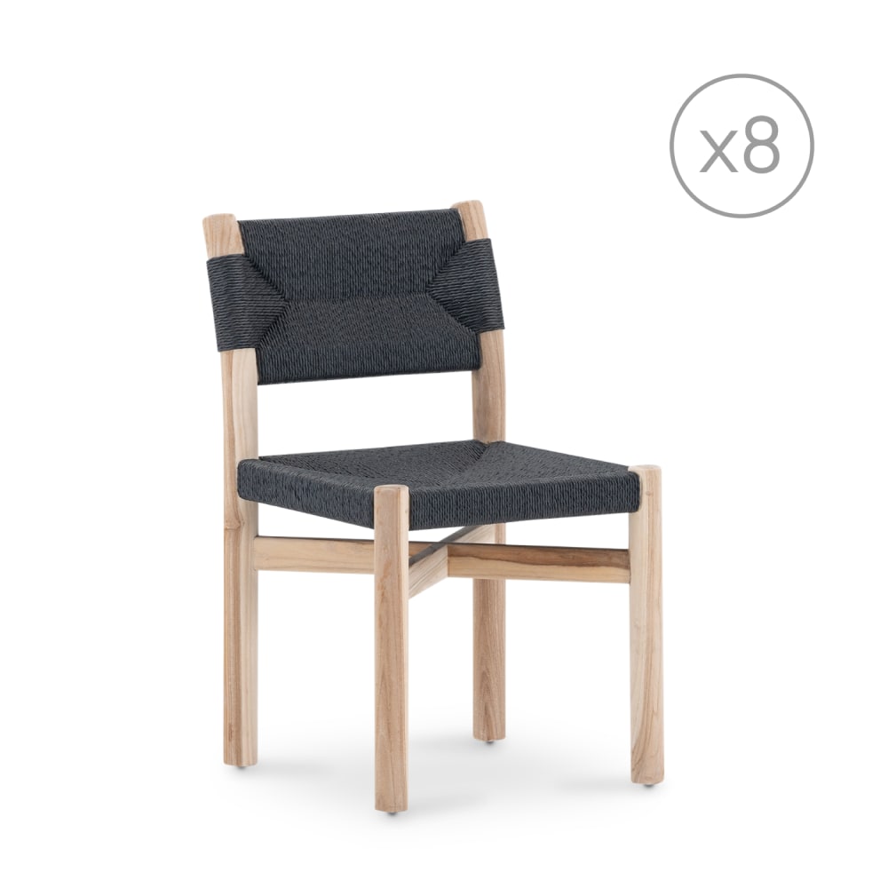 Lot de 8 chaises en bois - teck