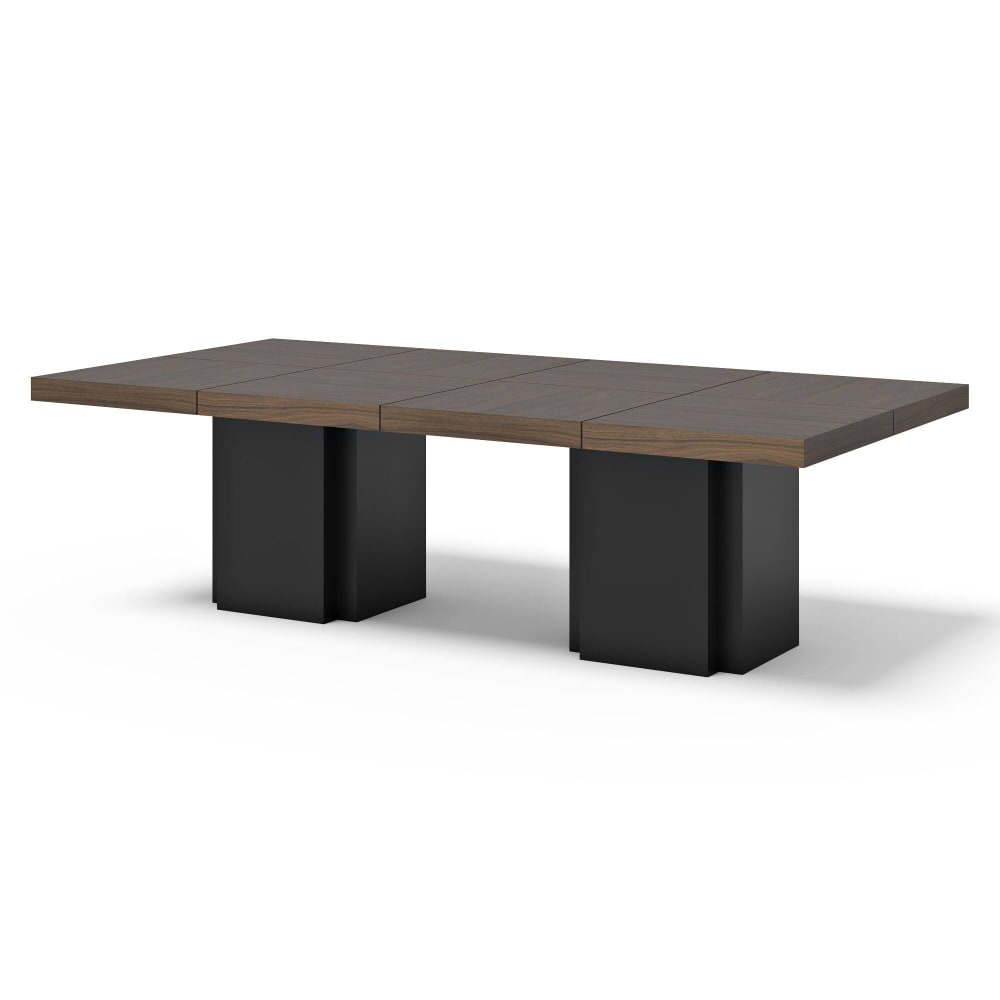 Table à manger 10 personnes effet bois noyer/noir