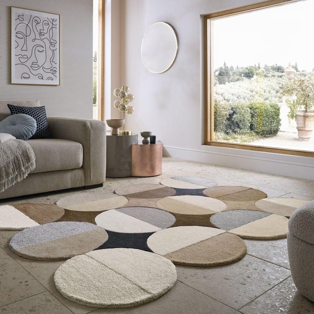 Tapis en laine grise, beige et marron 160x230cm — vue 3