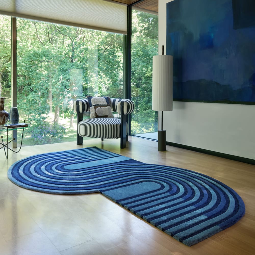 Tapis en laine bleue 150x240cm — vue 3