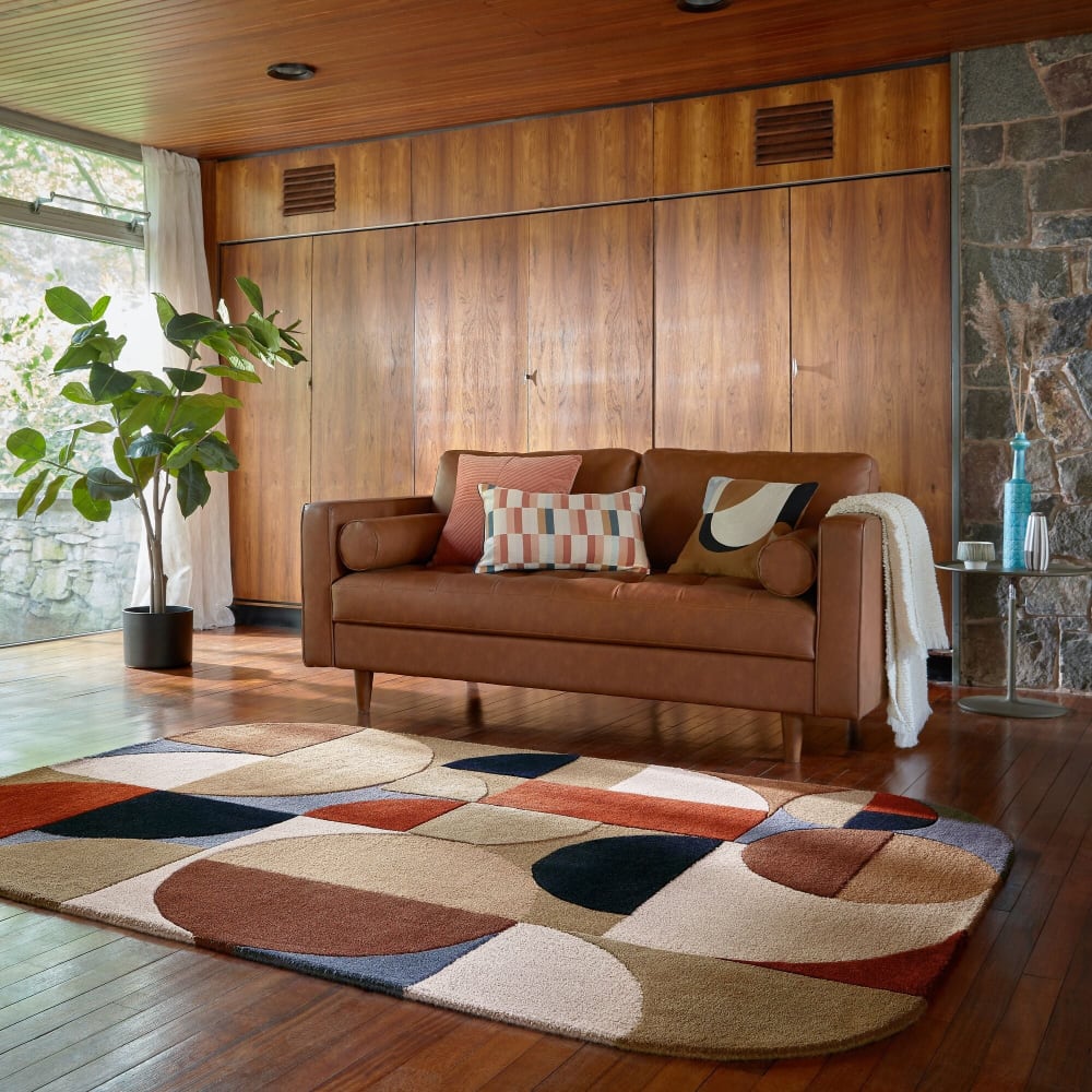 Tapis en laine terracotta, beige, marron et bleue 160x230cm — vue 3