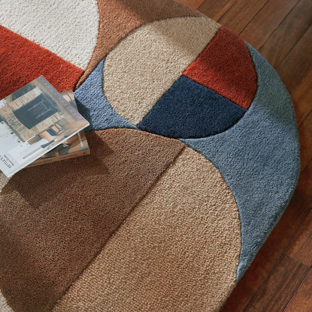 Tapis en laine terracotta, beige, marron et bleue 160x230cm — vue 4