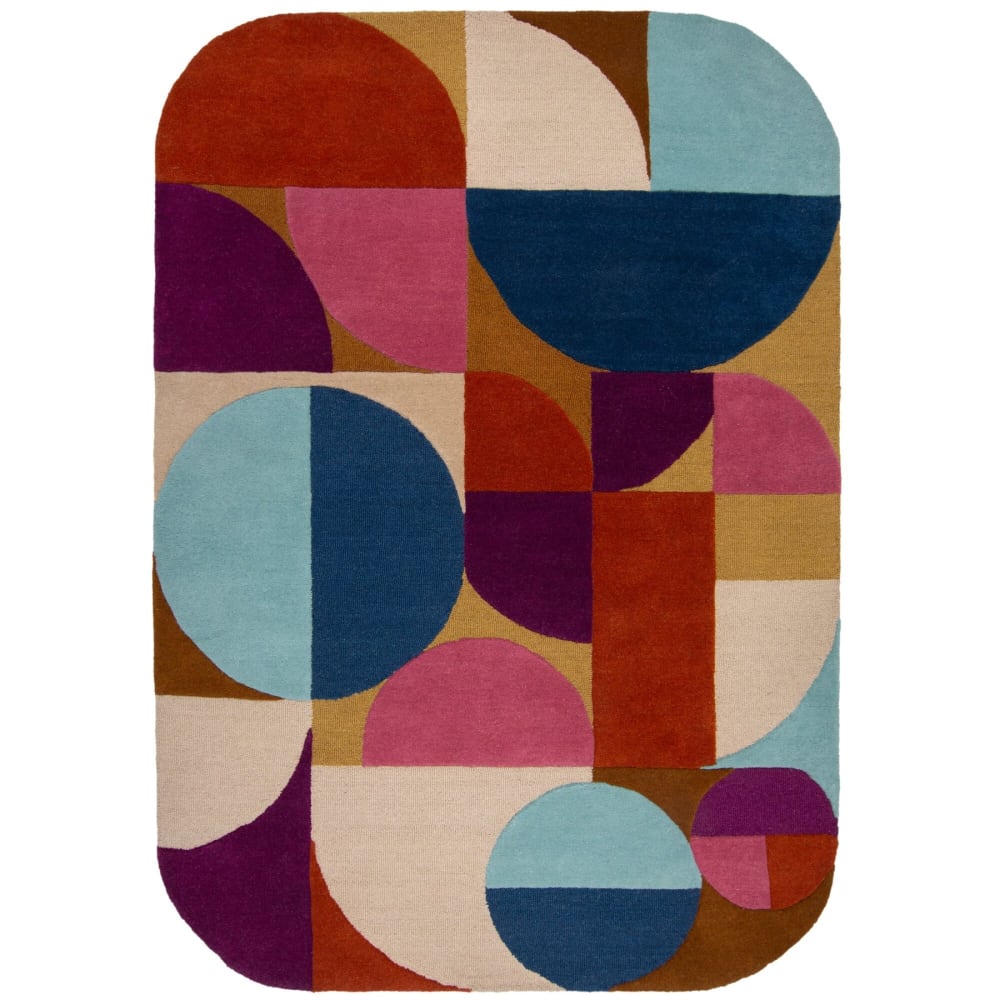 Tapis en laine rose, - bleue