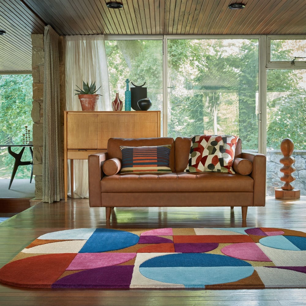 Tapis en laine rose, marron, beige et bleue 120x170cm — vue 3