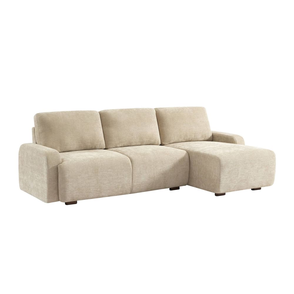 Canapé d'angle droite 3 places tissu beige