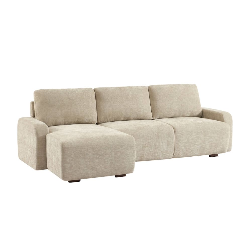 Canapé d'angle gauche 3 places tissu beige